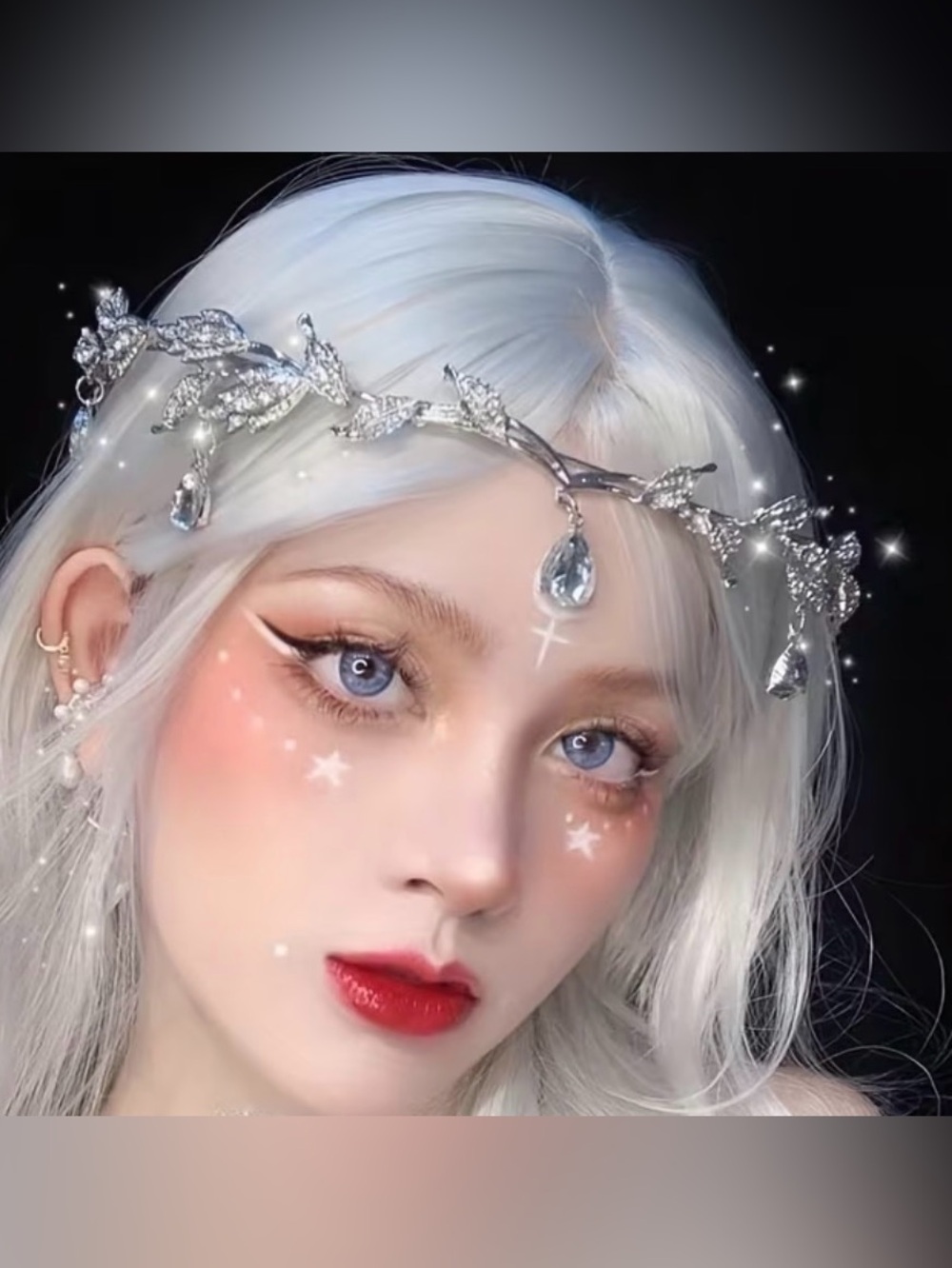 NWOT Fairycore Crown Renaissance Fair Jeweled Silver Hair Band